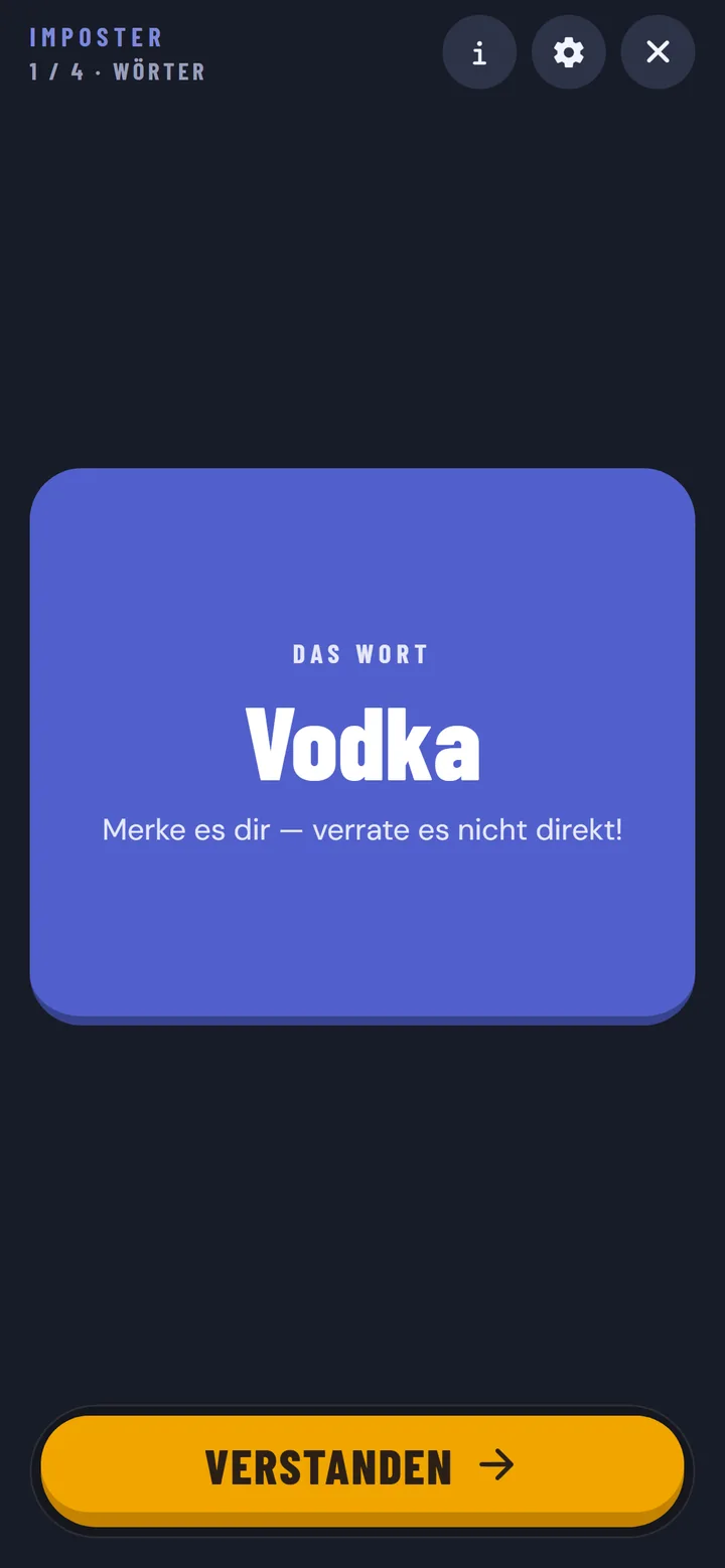 Imposter: App-Ansicht