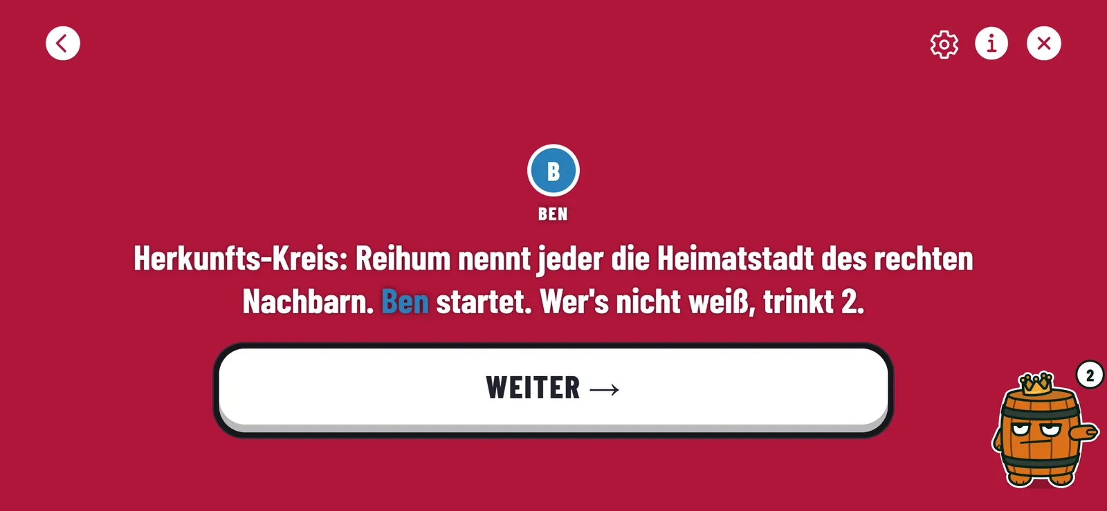 Karten mit euren Namen. App-Ansicht